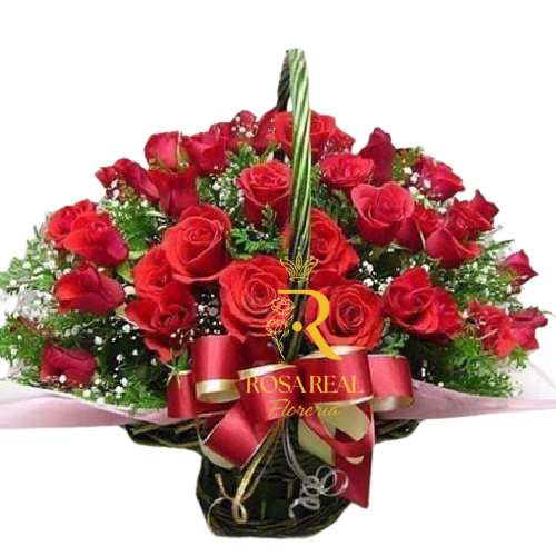 Canasta con 36 Rosas Naturales