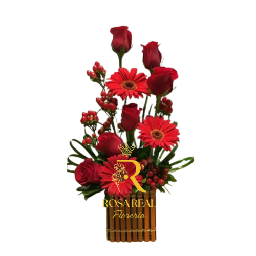 Arreglo de Rosas y Gerberas Naturales