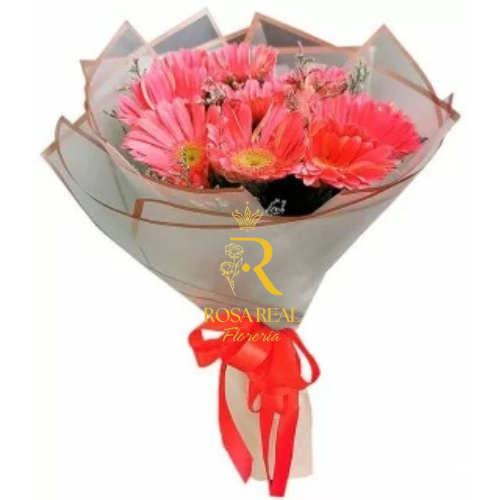 Ramo de 10 Gerberas Rosadas Naturales