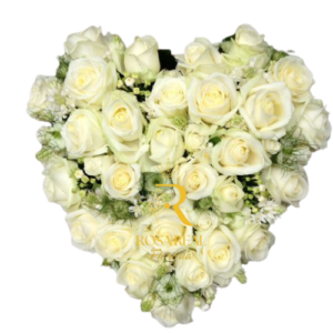 Corona Fúnebre Corazón Con Rosas Blancas