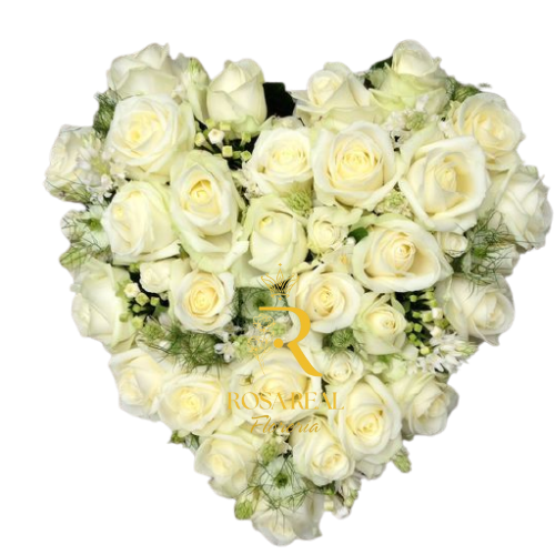 Corona Fúnebre Corazón Con Rosas Blancas