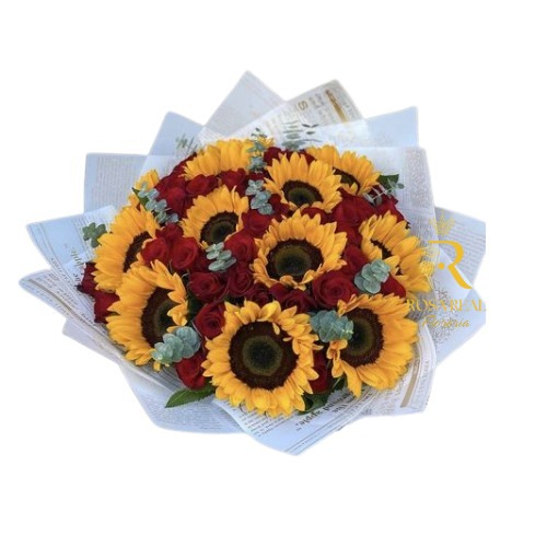 Ramo mix de girasoles y rosas
