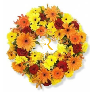 Corona Fúnebre con 9 Rosas 12 Gerberas