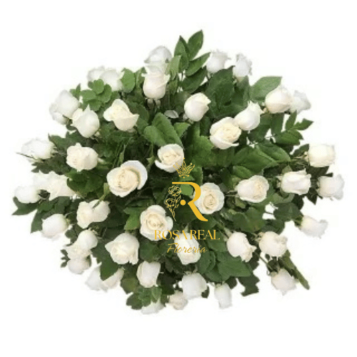 Cubre Urna de 50 rosas Blancos