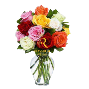 Florero Arcoíris de Rosas