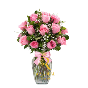 Florero Dulce Encanto 18 Rosas Rosadas