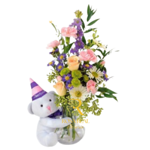 Ternura y Color Florero Juvenil con Peluche