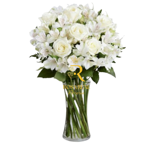 Arreglo Romántico y Colorido rosas y astromelias