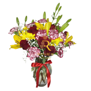 Florero con Mix de Rosas, Claveles y Lilium
