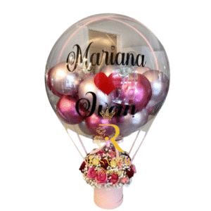 Box de 24 Rosas Surtidas con Globo Personalizado
