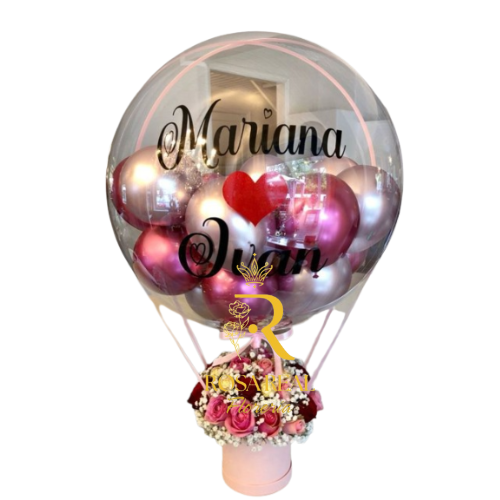 Box de 24 Rosas Surtidas con Globo Personalizado