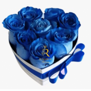 Box de 8 Rosas Azules Tinturadas