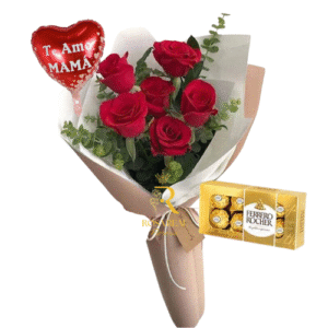 Combo # 2 Ramo de 6 rosas chocolate y globo