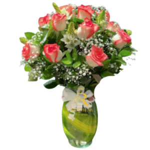 Florero Clásico de 12 Rosas