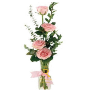 Florero sencillo con 4 Rosas