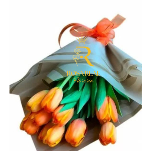 Ramo de 10 Tulipanes Naranja