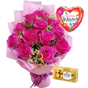 Ramo de 12 Rosas Rosadas con chocolate