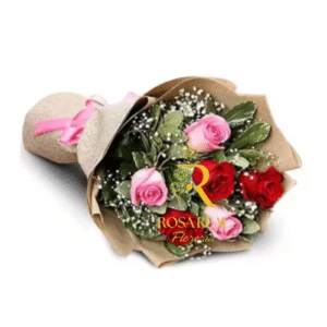 Ramo de 4 Rosas Rojas y 3 Rosas Rosadas