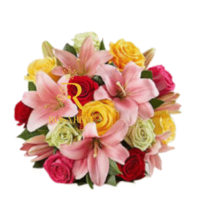 Ramo de 10 Rosas Surtidas y 4 lilium