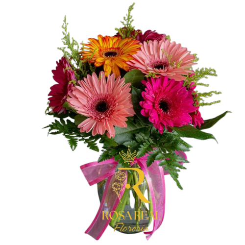 Florero con 8 Gerberas Surtidas