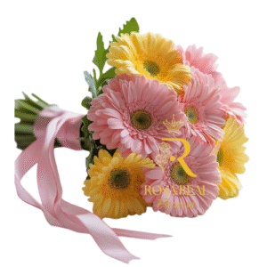 Ramo de 8 Gerberas Rosadas y Amarillas