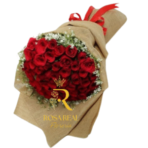 Ramo de 60 Rosas con Gypsophila